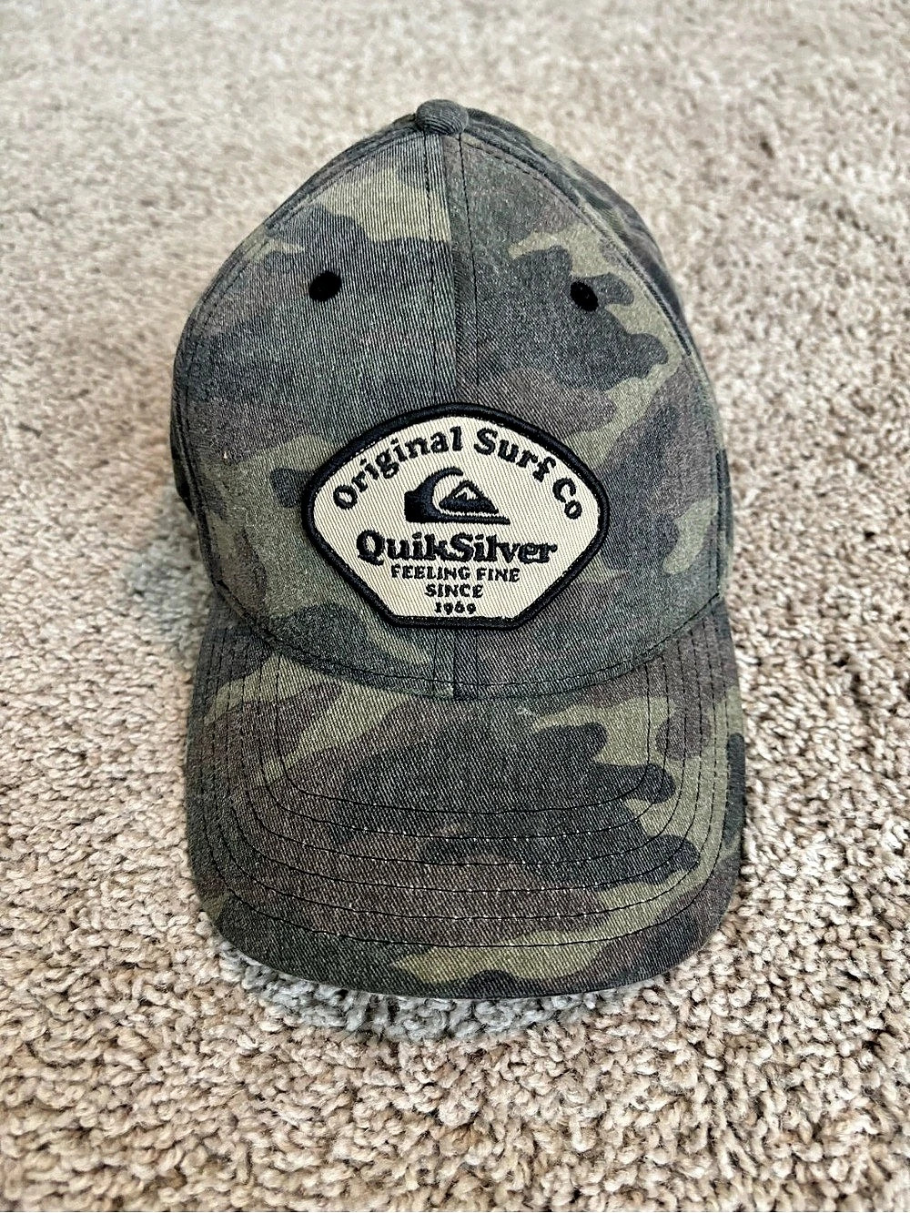 Quiksilver Original Surf Co. Snapback Hat Camo Green & Black